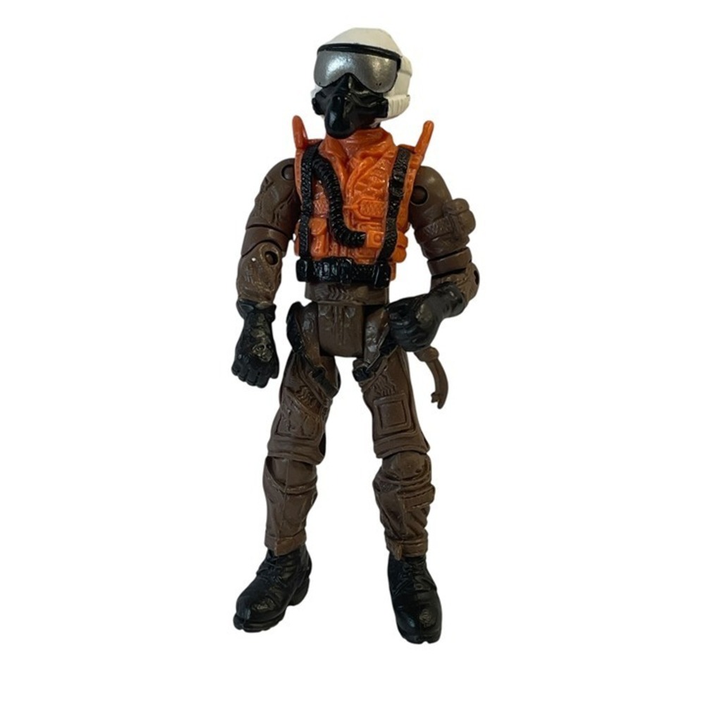Military Pilot Action Figure Brown Flight Suit Orange Vest White Helmet